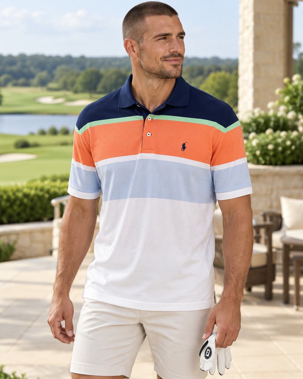 RLX Ralph Lauren Knit Golf Polo Shirt Multi Stripe Performance Men's XXL